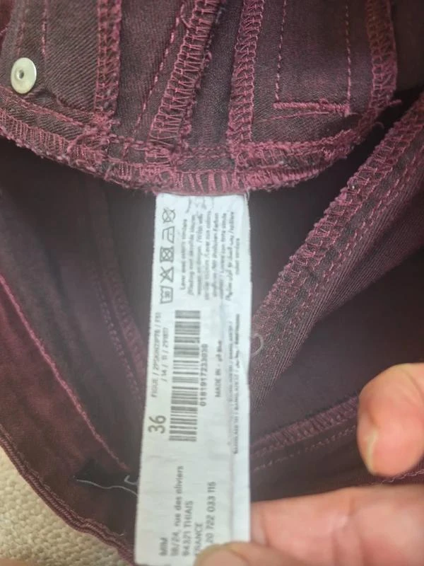 Jeans Slim Mim Burdeos Detalles de Cremallera Talla 36 – photo 10
